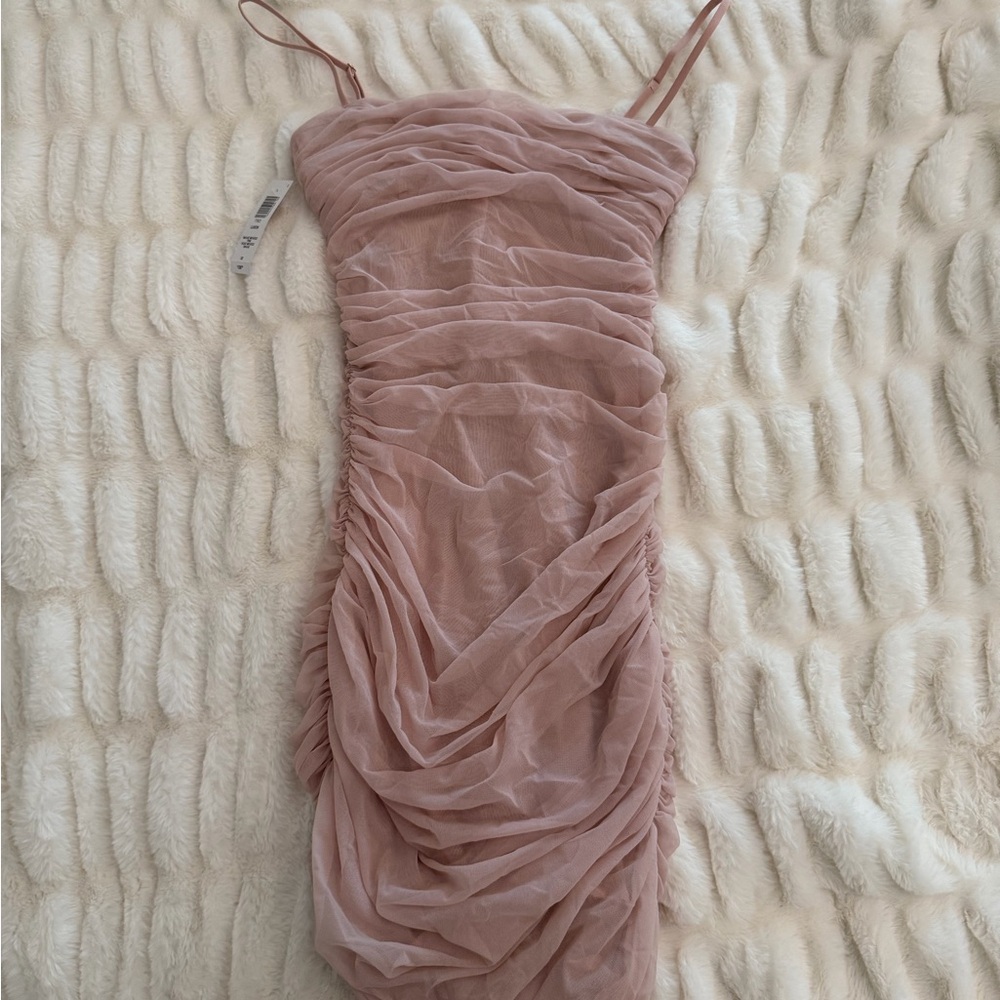 Babaton Ruched Dress in Soft Pink